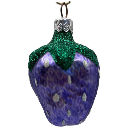 Patricia Breen Frosted Strawberry Purple Spring Christmas Ornament Signed CATZ