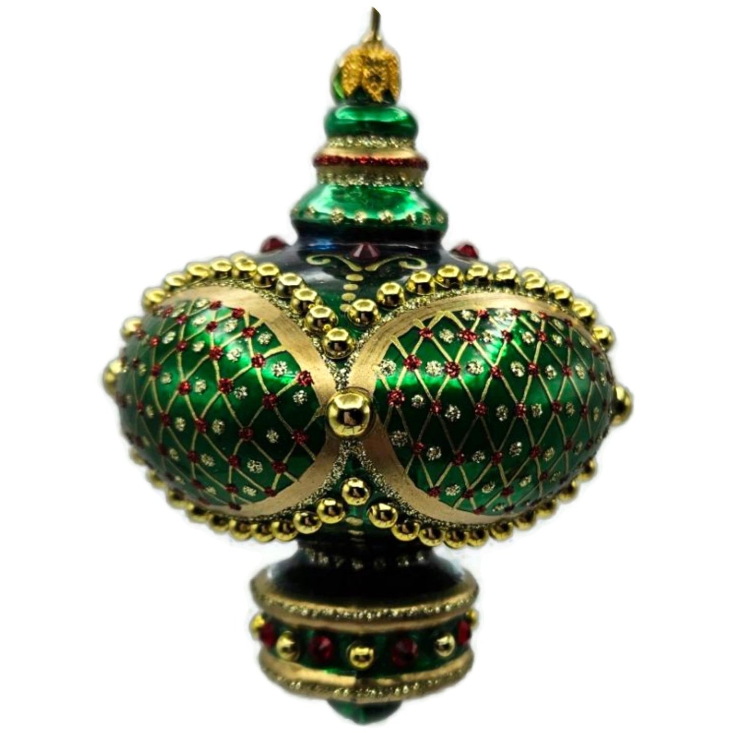 Glitter Lab Jeweled Green Gold Christmas Tree Ornament Onion Dome Drop