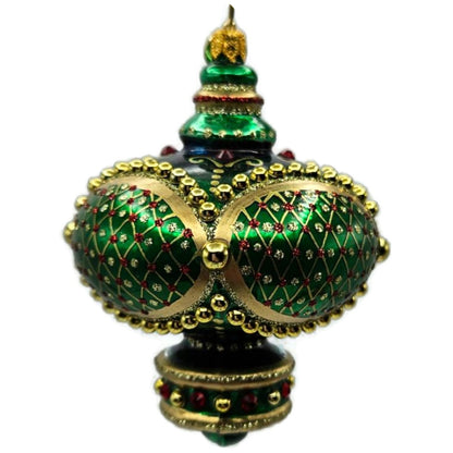 Glitter Lab Jeweled Green Gold Christmas Tree Ornament Onion Dome Drop