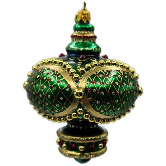 Glitter Lab Jeweled Green Gold Christmas Tree Ornament Onion Dome Drop