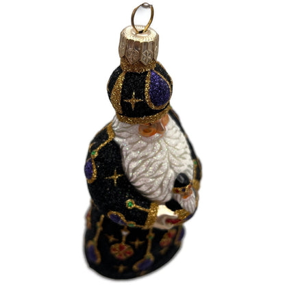 Patricia Breen Bedecked Bejeweled Santa Black Purple Christmas Ornament 2200NM