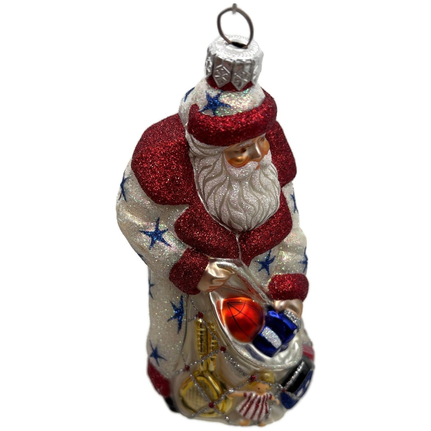 Patricia Breen Presents Pearl With Stars Patriotic Santa Christmas Tree Ornament