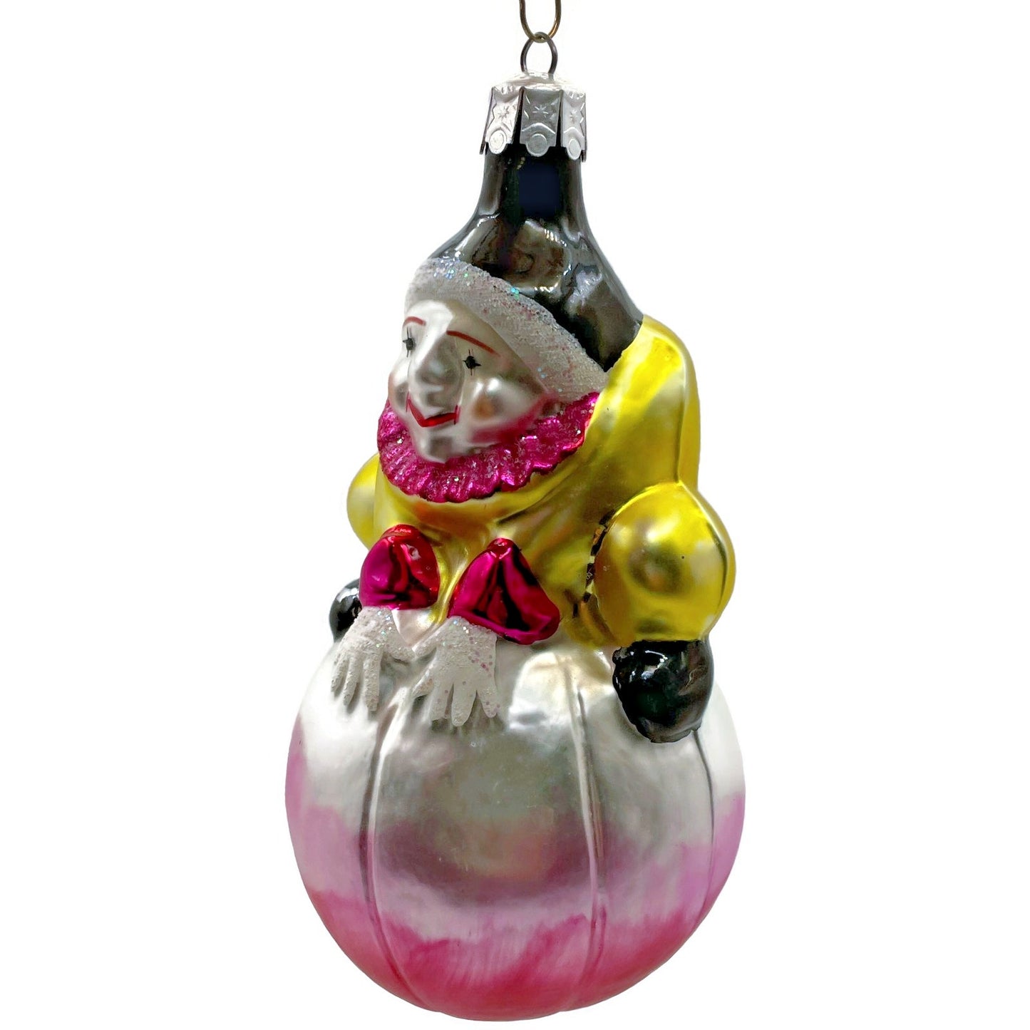 Christopher Radko Roly Poly Circus Clown Yellow Christmas Tree Ornament 91-032-1