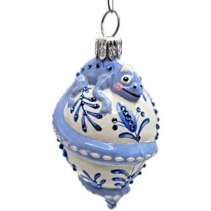 Patricia Breen Topping Chameleon Summer Blue Flower Spring Christmas Ornament
