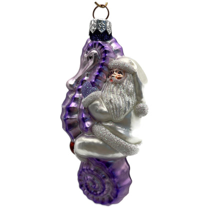 Patricia Breen Hi Ho Santa Purple Pearl Seahorse Nautical Christmas Ornament