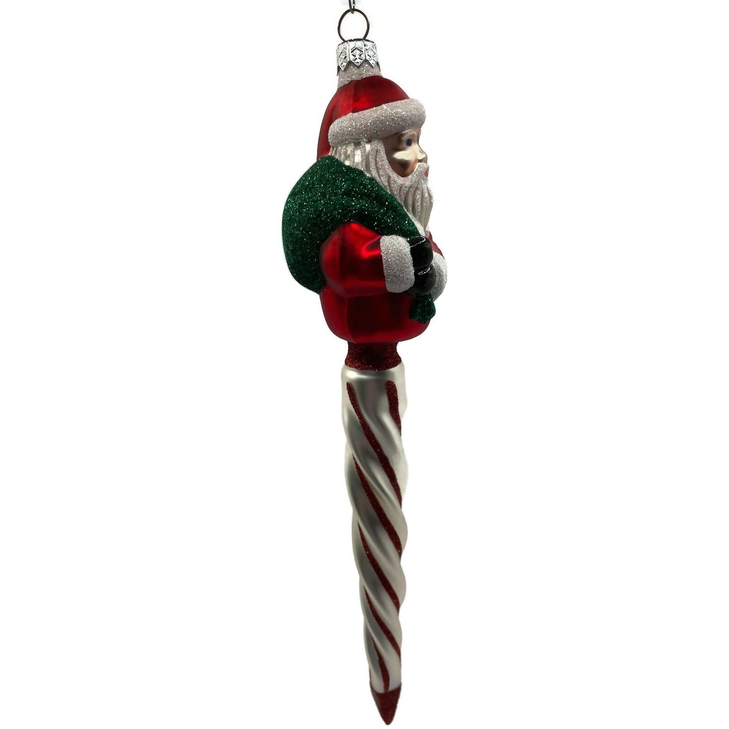 Patricia Breen Spiraling Santa Claus Red Stripes Icicle Christmas Tree Ornament
