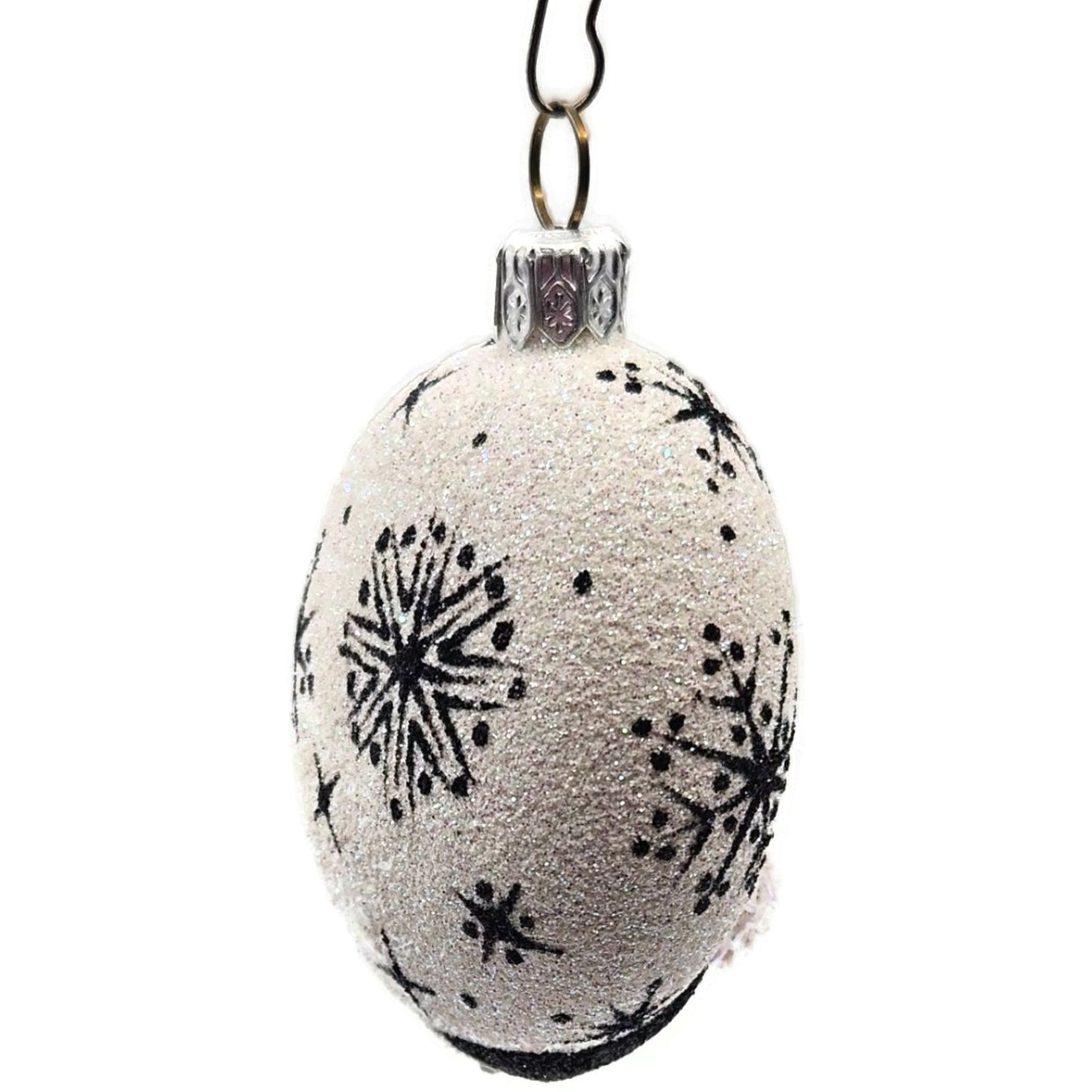 Patricia Breen Nicholas Medallion Black White Snowflakes Christmas Tree Ornament
