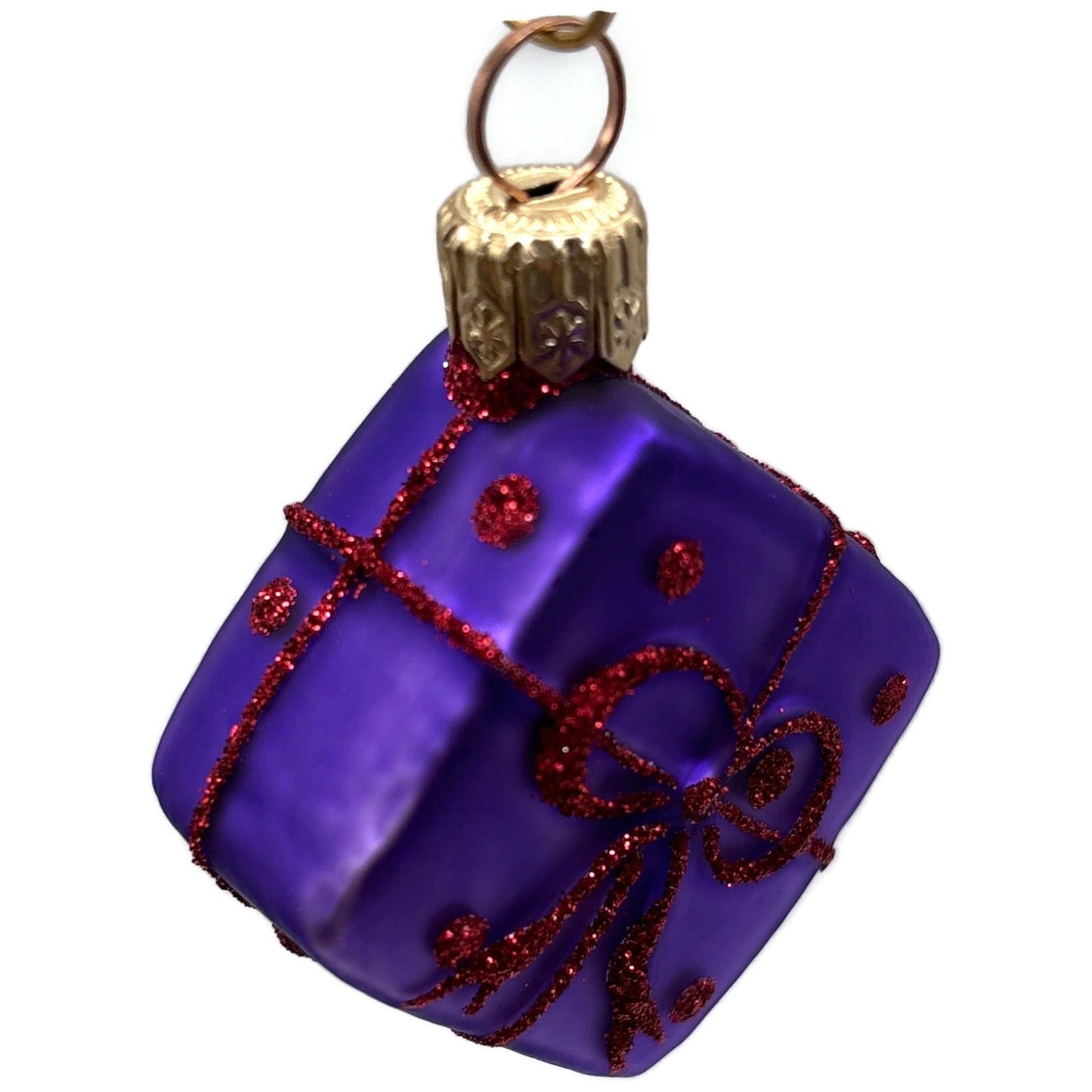 Patricia Breen Beribboned Present Purple Red Polka Dots Gift Christmas Ornament