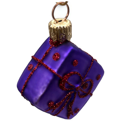 Patricia Breen Beribboned Present Purple Red Polka Dots Gift Christmas Ornament
