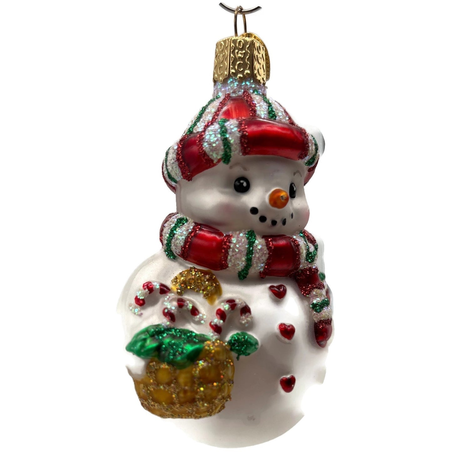 Old World Christmas Sweetie Pie Snowman Glitter Glass Christmas Tree Ornament