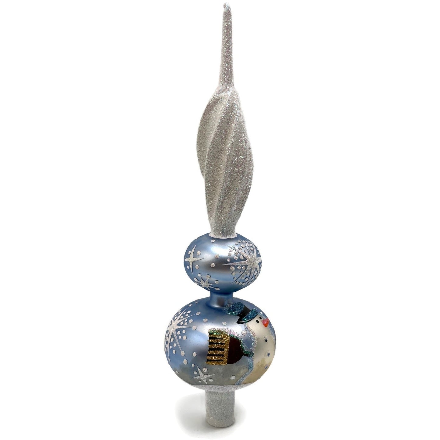 Patricia Breen Miniature Snowman Finial Blue Matte Snow Christmas Tree Topper