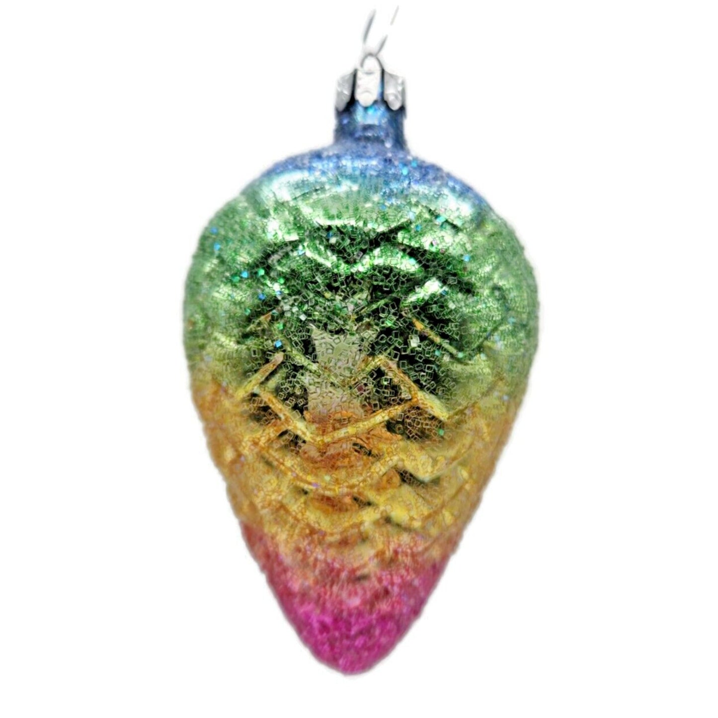 Christopher Radko Rainbow Pine Cone Glass Rainbow Christmas Ornament 91-105-0