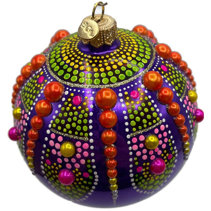 Glitter Lab Purple Mandala Ball Polka Dots Green Orange Christmas Tree Ornament