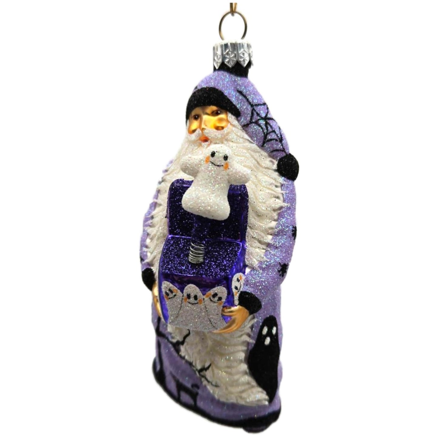 Patricia Breen Jack in the Box Santa Lavender With Ghost Halloween Ornament NM