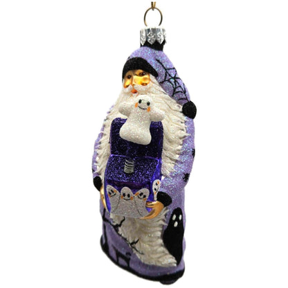 Patricia Breen Jack in the Box Santa Lavender With Ghost Halloween Ornament NM