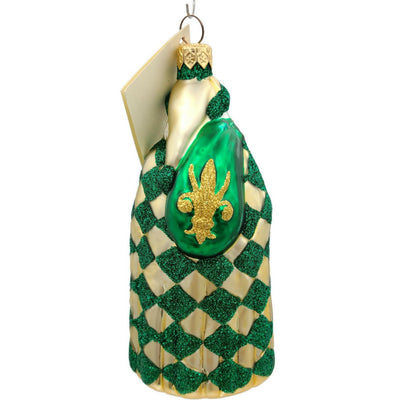 Patricia Breen Saint Louis Santa Green Gold Checkered Christmas Tree Ornament