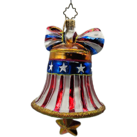Christopher Radko Freedom Rings Patriotic Bell USA Christmas Ornament 01-0955-0