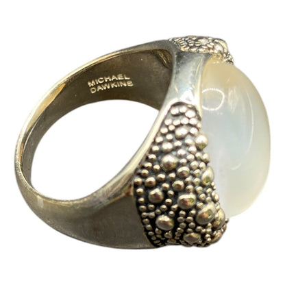 Michael Dawkins Ring 925 Sterling Silver Starry Night Mother of Pearl Dome Sz 9