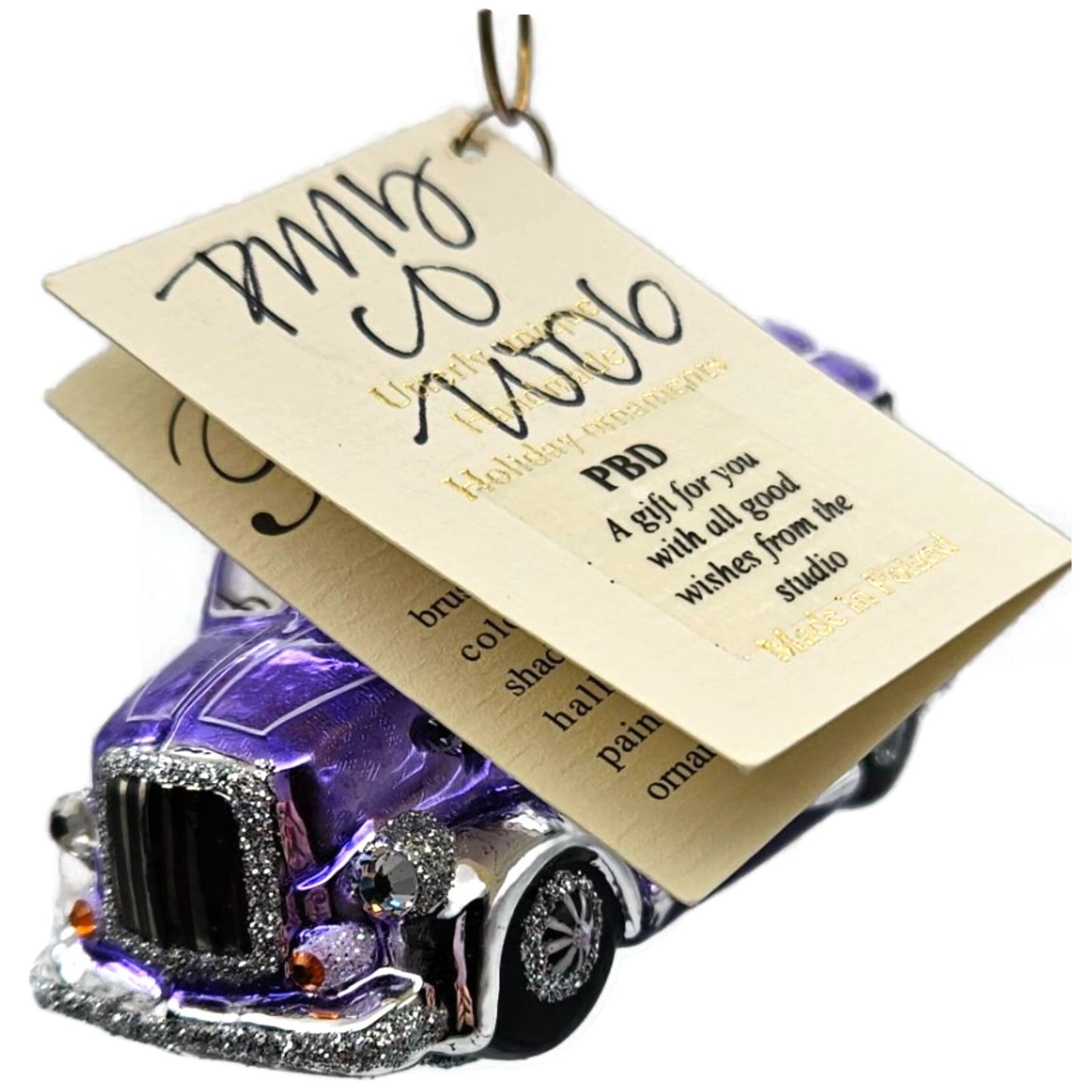 Patricia Breen Brave True Lavender Fire Truck Christmas Tree Ornament CATZ
