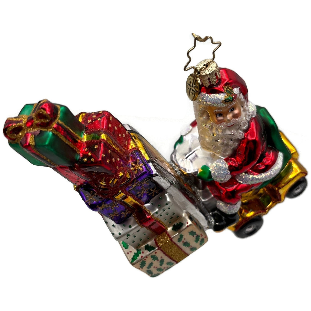 Christopher Radko Heavy Lifting Nick Santa Glass Christmas Ornament 1016139