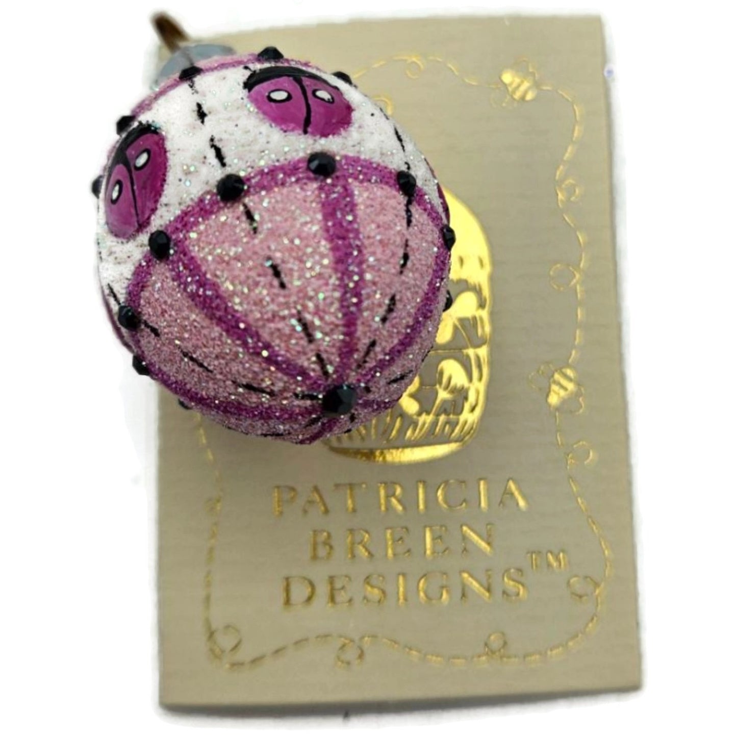 Patricia Breen Miniature Egg Surprise Ladybug Pink Easter Christmas Ornament
