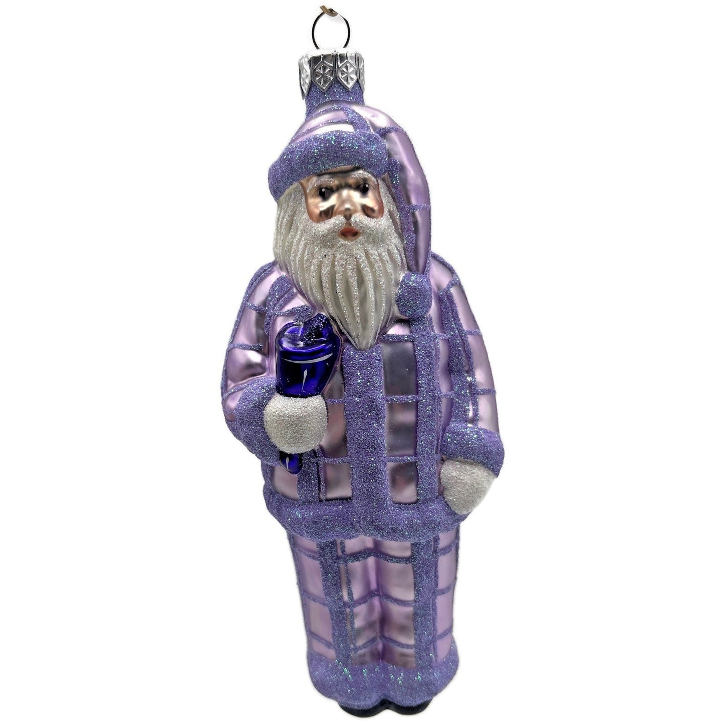 Patricia Breen Ring In The New Lavender Plaid Santa Christmas Tree Ornament CATZ