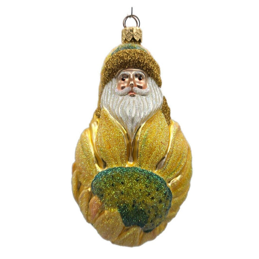 Patricia Breen Sunflower Santa Claus Yellow Floral Spring Christmas Ornament