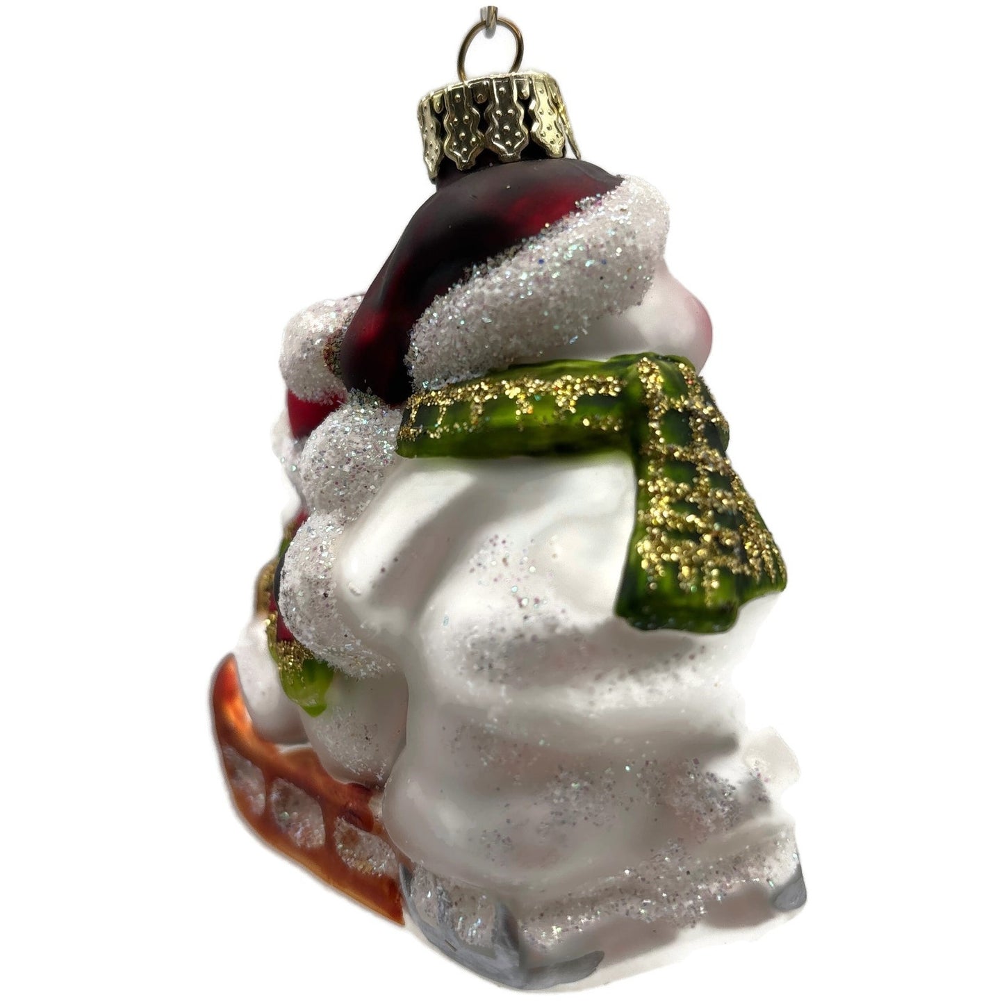 Sikora Weihnachtswelt Snowman Family With Sleigh Glass Christmas Tree Ornament