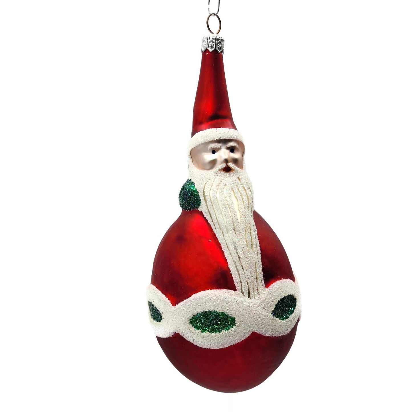 Patricia Breen Faberge Santa Claus Matte Red Green Christmas Tree Ornament