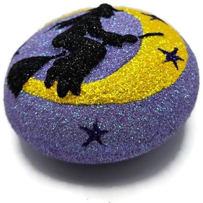 Patricia Breen Salem Medallion Violet Moon Stars Glass Halloween Ornament 2212