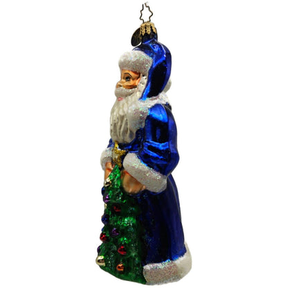 Christopher Radko Sapphire Santa Claus Blue Christmas Tree Ornament 96-158-0