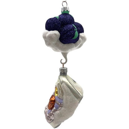 Patricia Breen Visions Of Sugar Plums Purple Glittered Moon Christmas Ornament