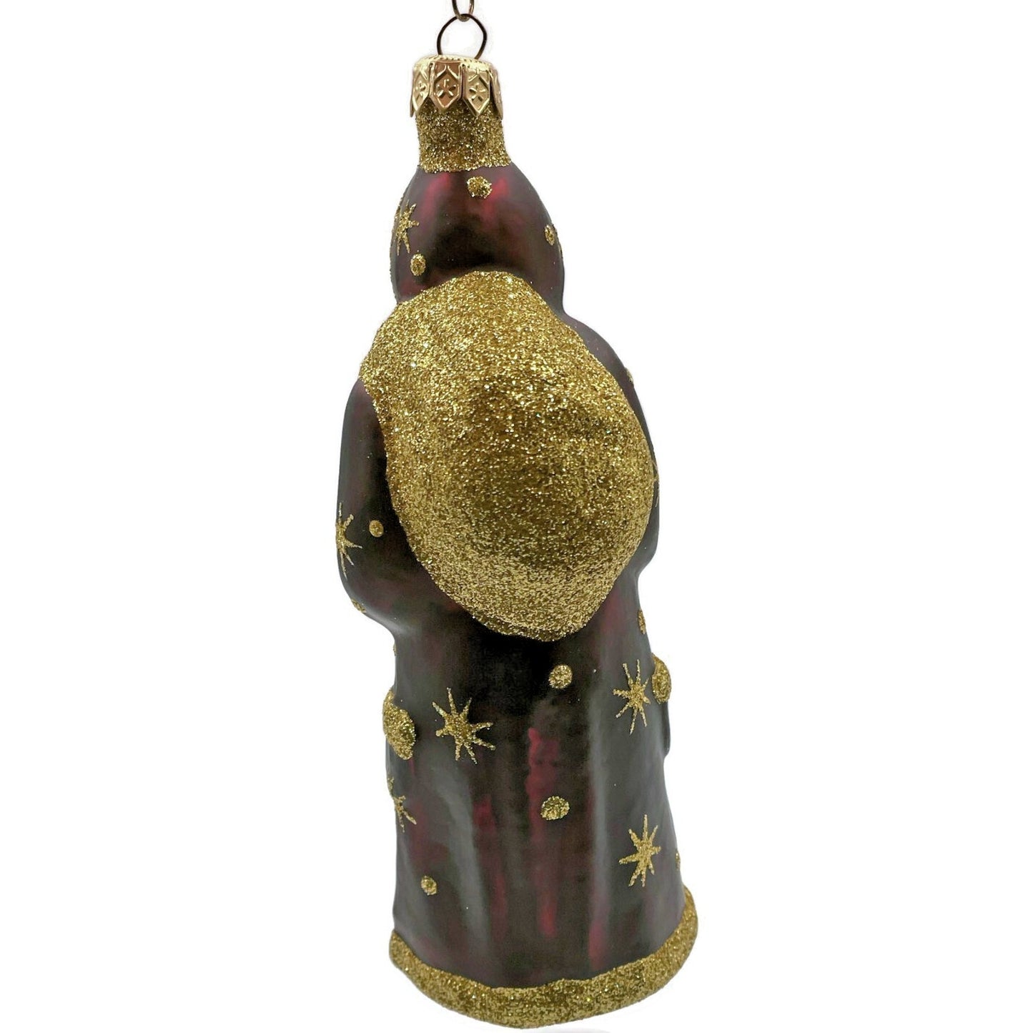 Patricia Breen Father Time Bordeaux Polka Dots Snowflakes Christmas Ornament