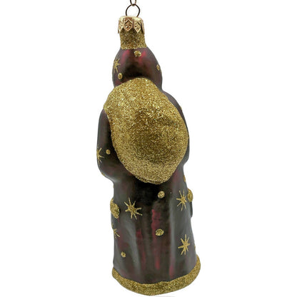 Patricia Breen Father Time Bordeaux Polka Dots Snowflakes Christmas Ornament