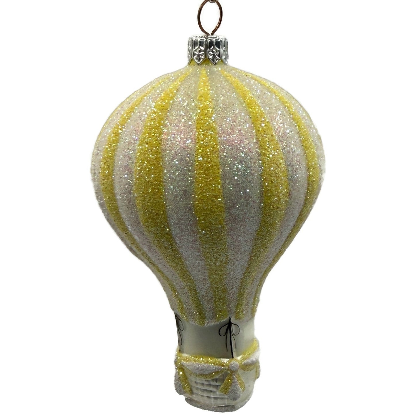 Patricia Breen Petite Balon Lemon Hot Air Balloon Yellow Striped Spring Ornament