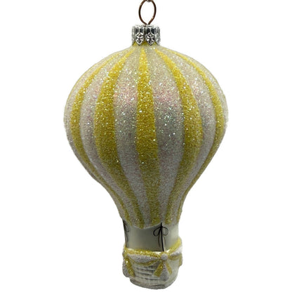 Patricia Breen Petite Balon Lemon Hot Air Balloon Yellow Striped Spring Ornament