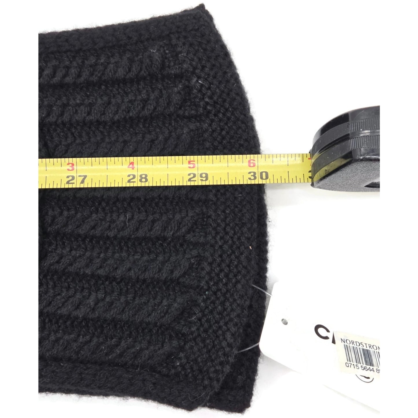 Chanel 10A Black Cashmere Ribbed Scarf with Large Signature CC Logo 120"X6" NWT