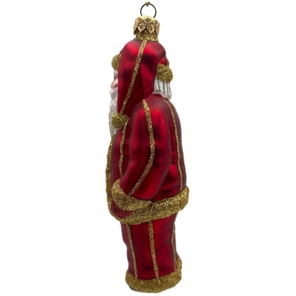 Patricia Breen Ring in the New Red Santa Claus Gold Striped Christmas Ornament