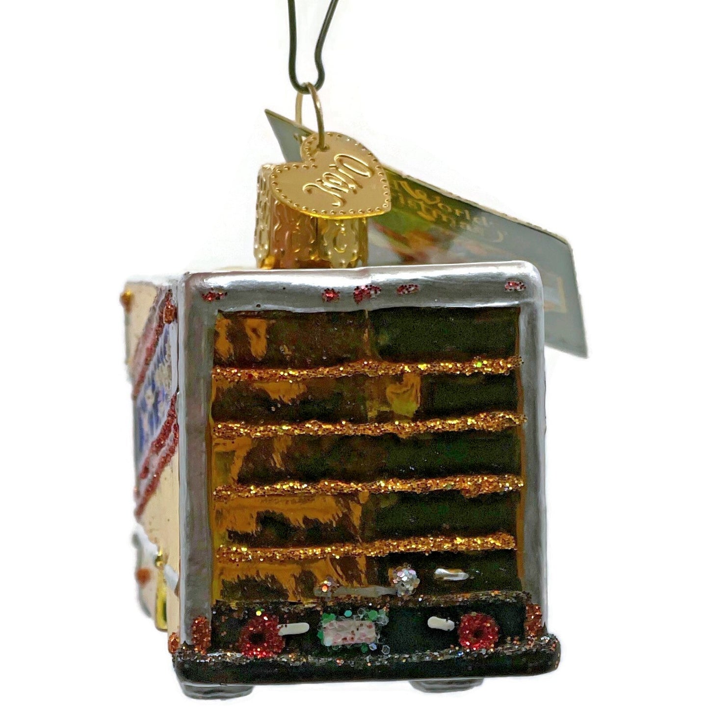 Moving Truck Ornament OWC Gold Vehicle Glittered Old World Christmas Tree Decor
