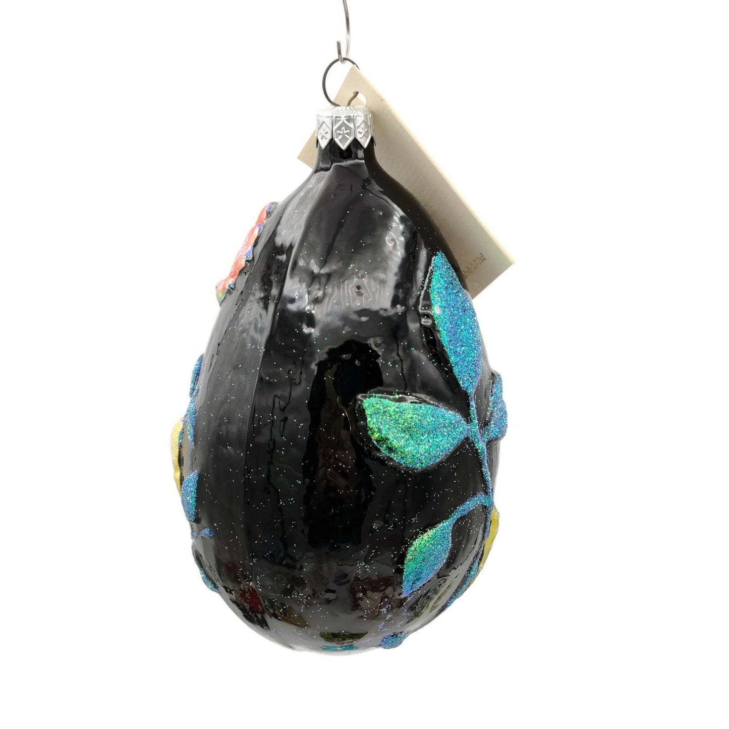 Patricia Breen Chrysalis Egg Black Floral Easter Holiday Tree Ornament Limited