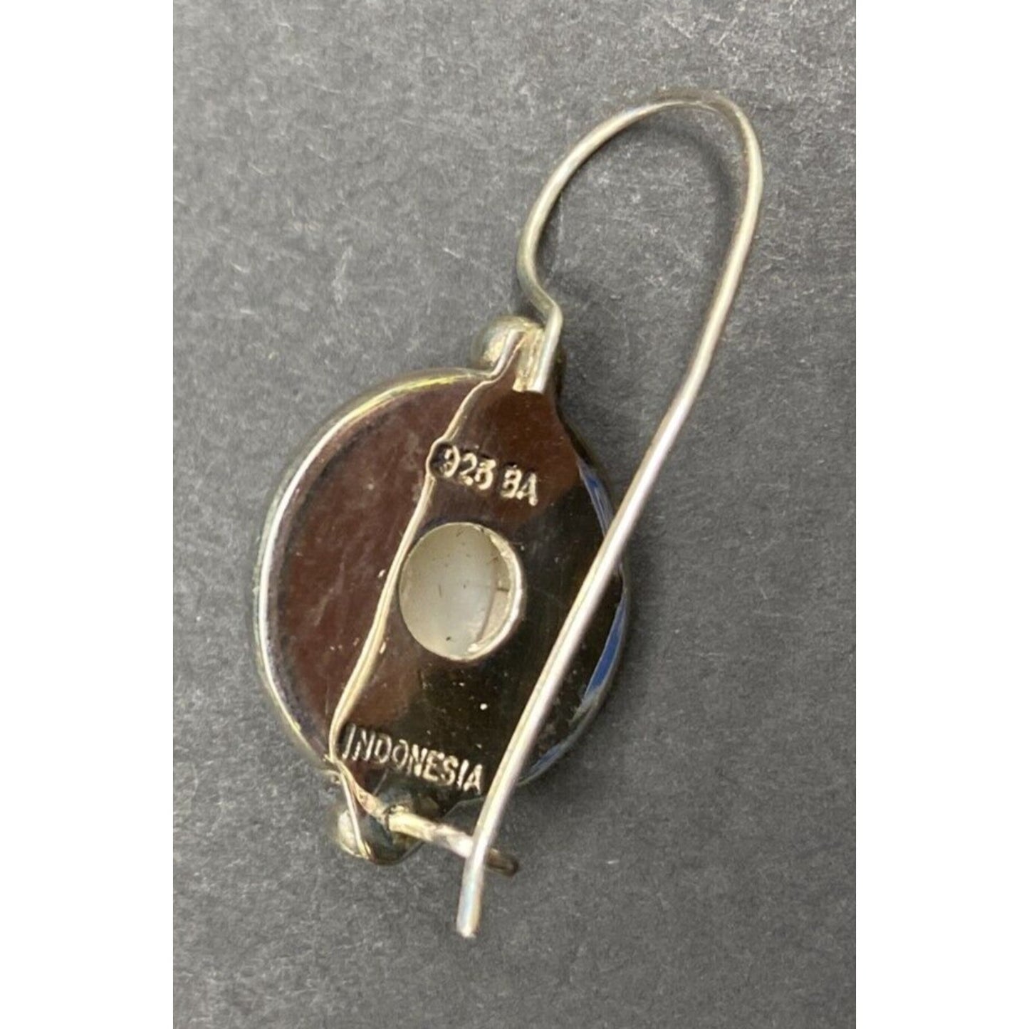 Mother Of Pearl Scroll Hook Drop Earrings Oval Gemstone 925 Sterling Silver BA