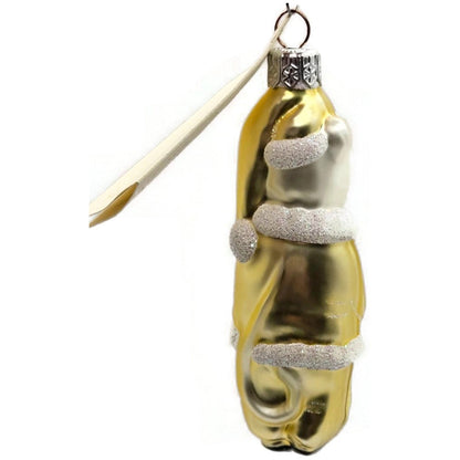 Patricia Breen Festive Mouse Yellow Hand Blown Glass Christmas Tree Ornament