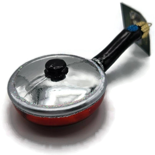 Frying Pan Cookware Ornament Red Blown Glass Old World Christmas Holiday OWC