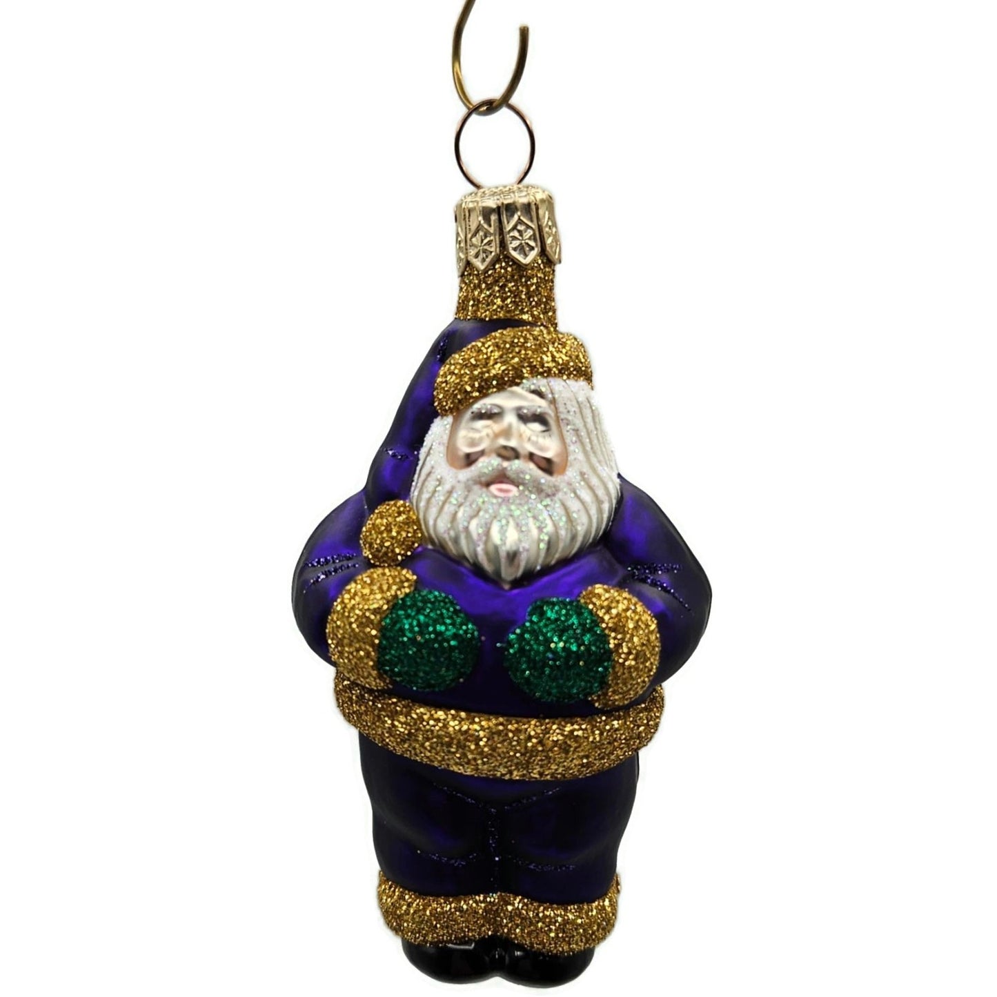 Patricia Breen Miniature HO HO HO Purple Santa Claus Christmas Tree Ornament