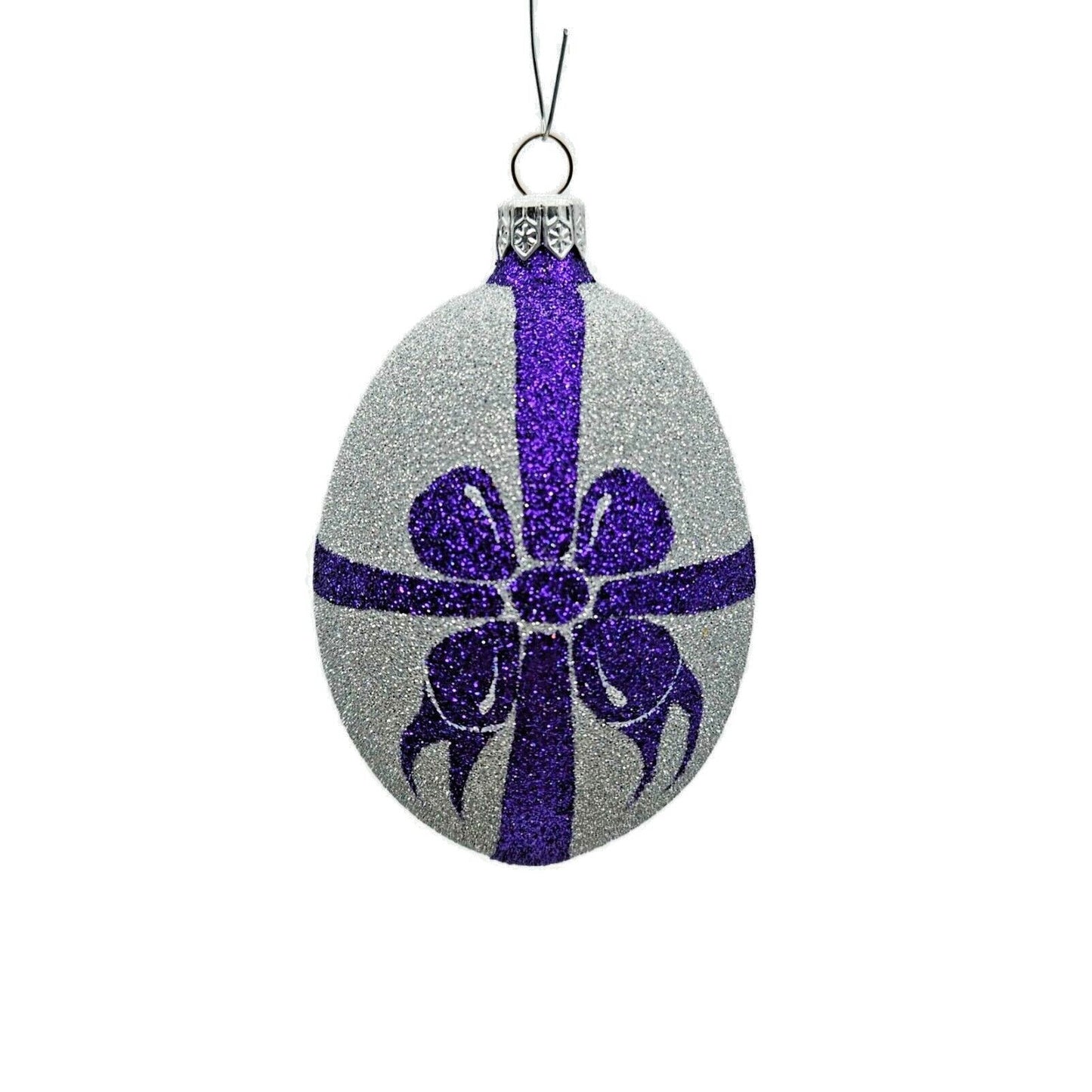 Patricia Breen Eggs Set of 3 Purple Blue Silver Easter Christmas Tree Ornament