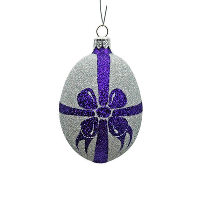 Patricia Breen Eggs Set of 3 Purple Blue Silver Easter Christmas Tree Ornament