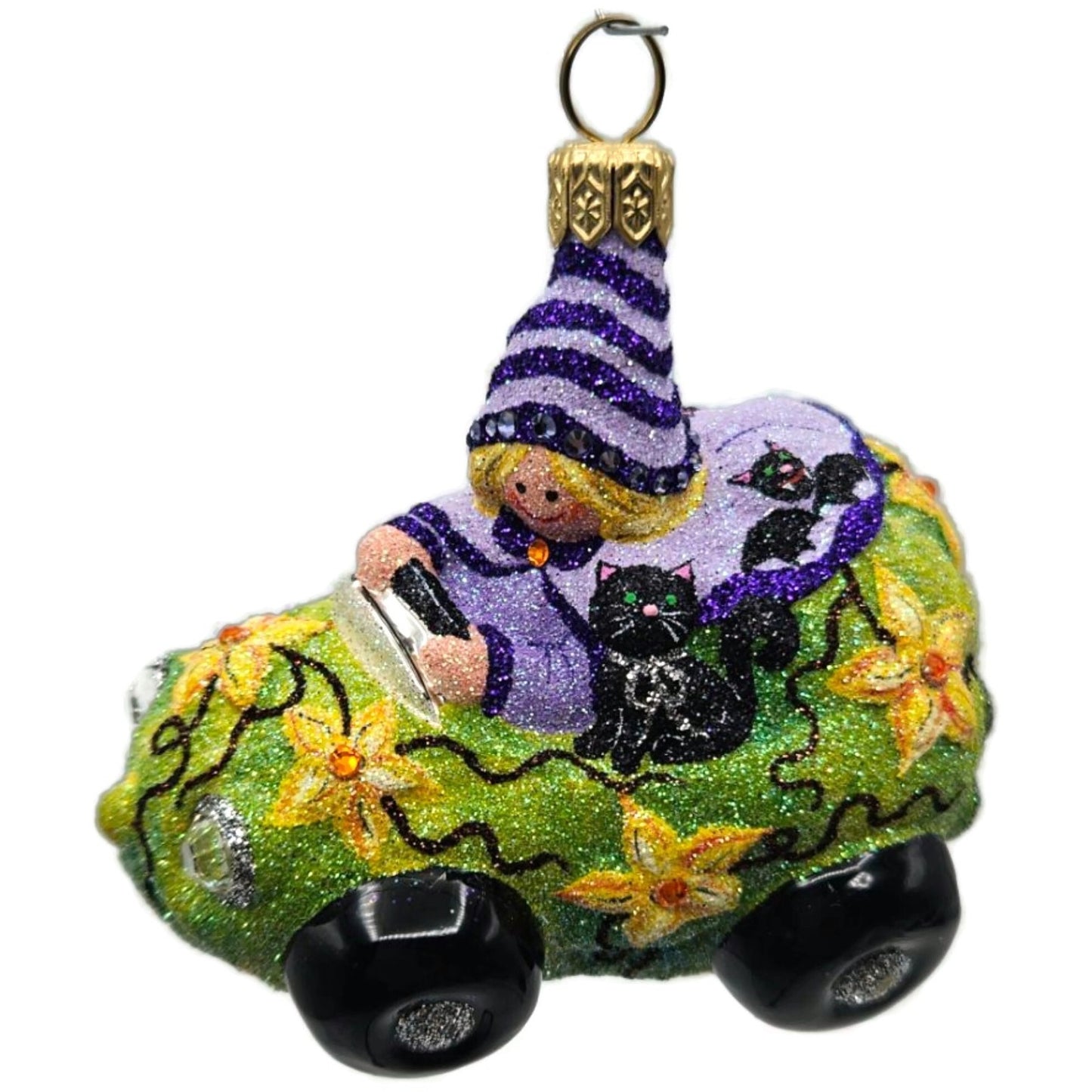 Patricia Breen Witch Way Green Lavender Hat Halloween Christmas Tree Ornament NM