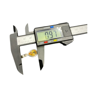 Natural Sunny Citrine Pear Shaped Pendant Yellow Gemstone 925 Sterling Silver