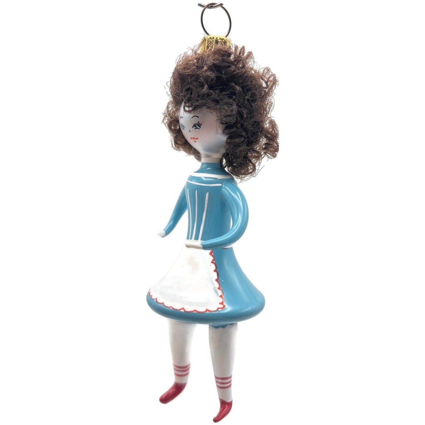 Soffieria De Carlini Maid White Blue Outfit Glass Italian Christmas Ornament