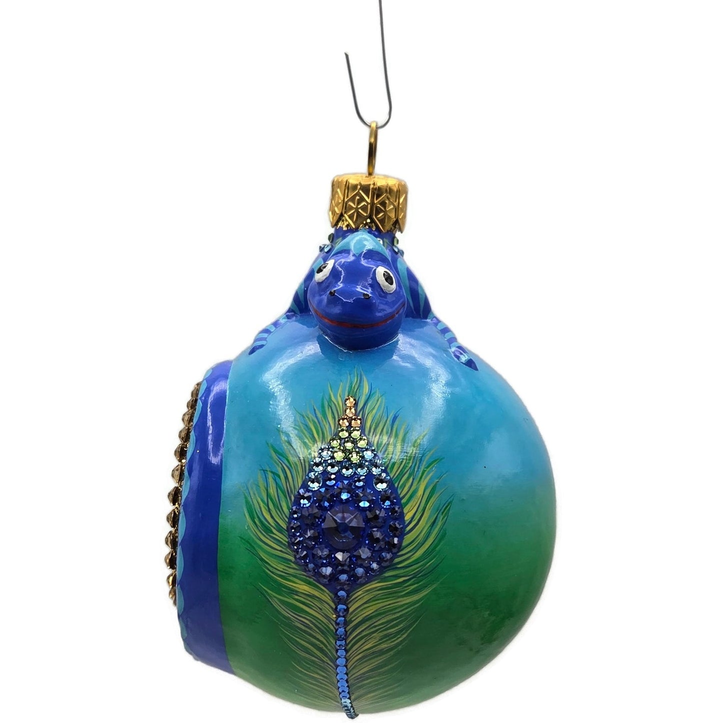 Patricia Breen Happy Holidays Hamish Shades Peacock Chameleon Christmas Ornament